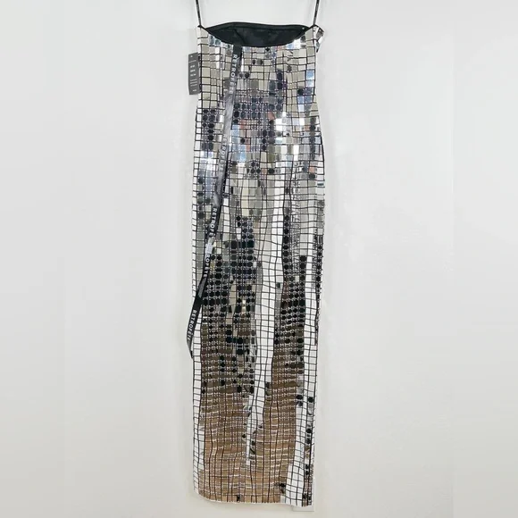 Retrofete Strapless Bodycon Metallic Imani Dress Evening Gown Silver XS - Picture 11 of 16